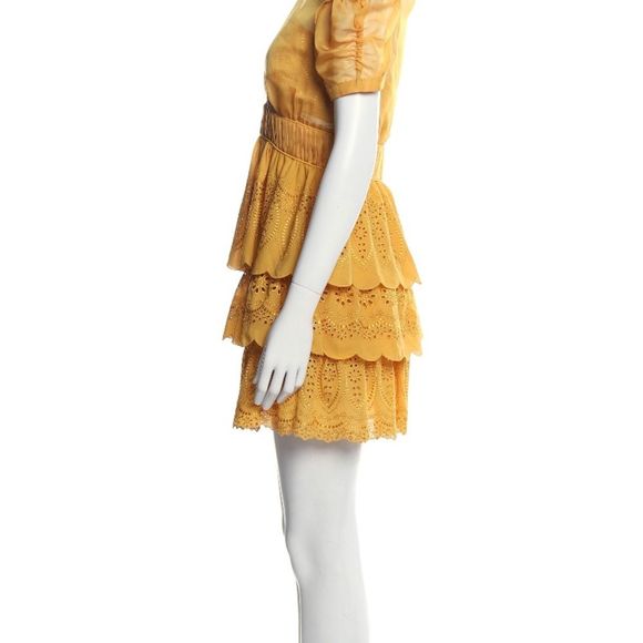 SELF PORTRAIT - Sz 8 EUC - Yellow dress with statement sleeve - Picture 3 of 3